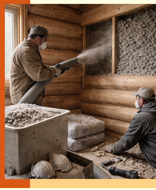 Утепление дома из бруса эковатой в ессентуках