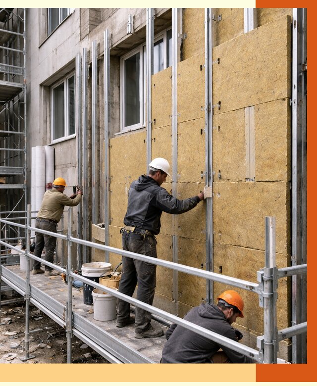 Утепление вентилируемого фасада в ессентуках от 5710 руб/м2 — монтаж и утепление вентфасад | ТепломастерСсн