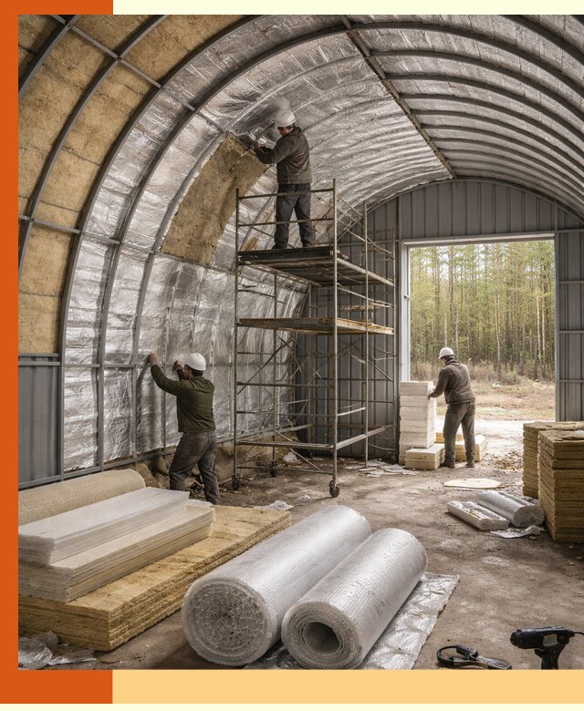 Утепление арочного ангара под ключ в ессентуках