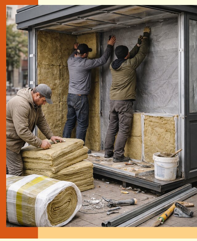 Утепление павильона шаурмы под ключ в ессентуках