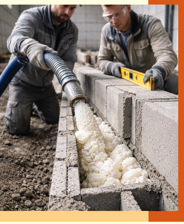 Заполнение колодцевой кладки ППУ в ессентуках от 4283 руб. за м2 | ТепломастерСсн