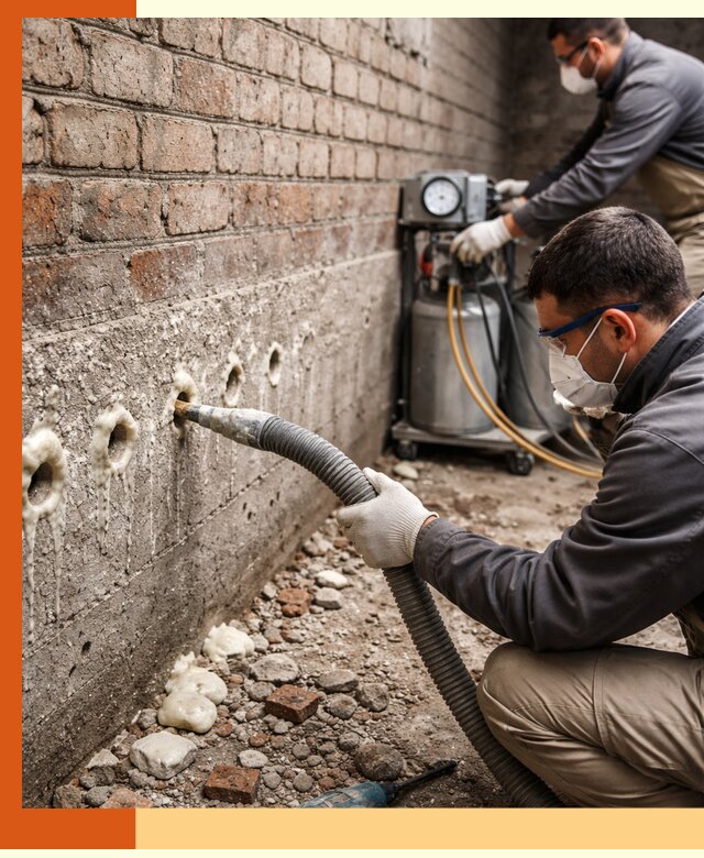 Заполнение колодцевой кладки ППУ в ессентуках быстро и герметично