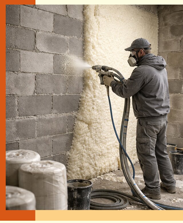 Утепление блочной стены ППУ в ессентуках качественно и надёжно