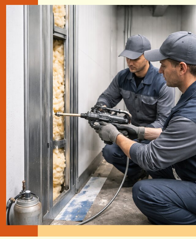 Заполнение пустот холодильных панелей в ессентуках специализированной пеной