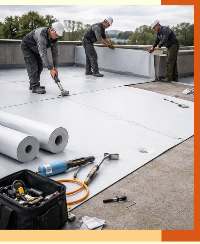 Гидроизоляция мембранной кровли в ессентуках от 7648 руб./м² — профессионально | ТепломастерСсн