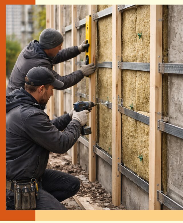 Монтаж обрешетки под утепление зданий и квартир в ессентуках